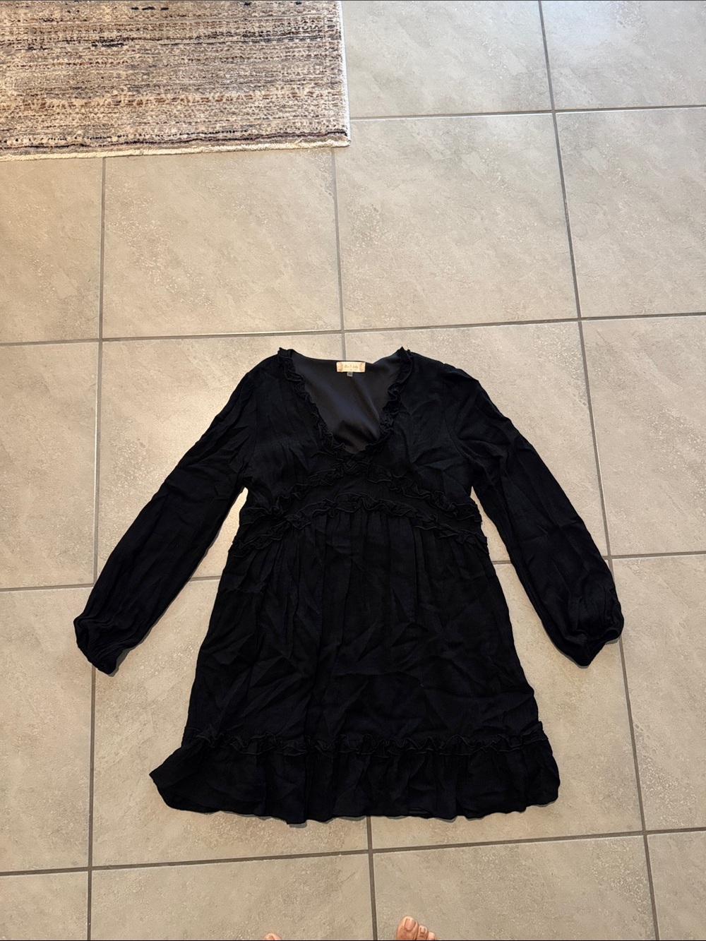 Altar'd State Black Long-Sleeve Mini Dress